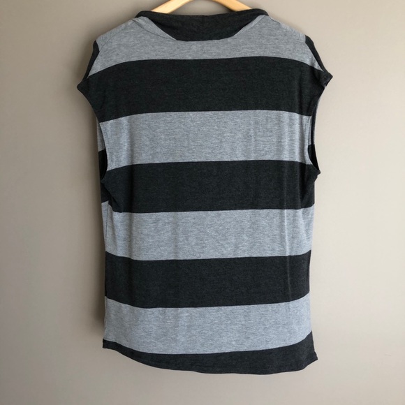 CAbi Gray Striped Cowl Neck Sleeveless Soft Tank - Picture 3 of 9